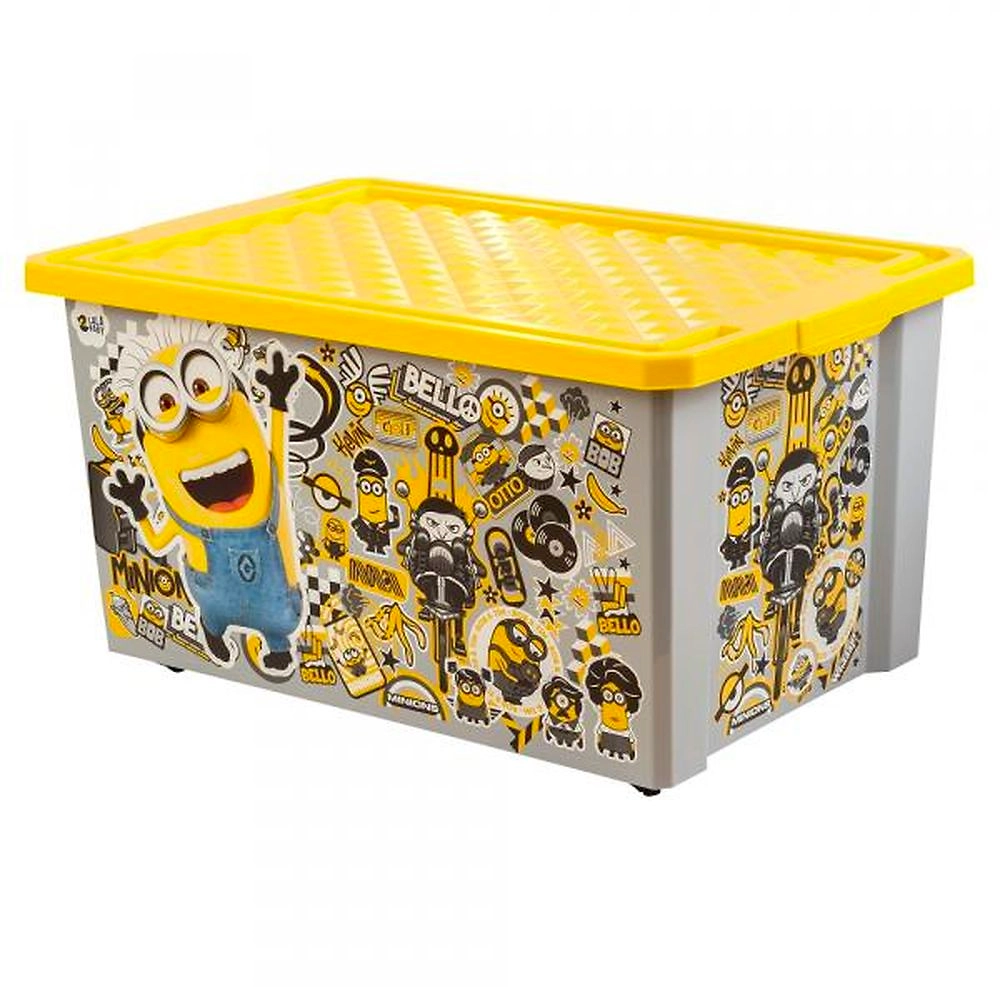 Детский ящик для хранения игрушек Lalababy Миньоны 57л серый