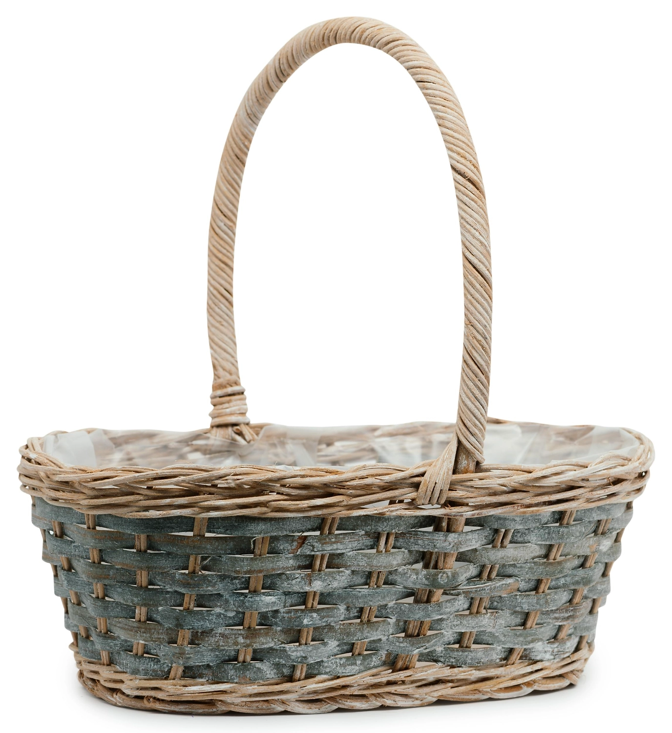 Корзина ротанг с ручкой бежево-серая 29x20x28 см