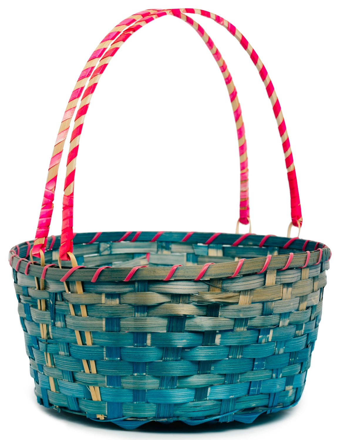 Корзина бамбук с ручкой голубая D28 H30