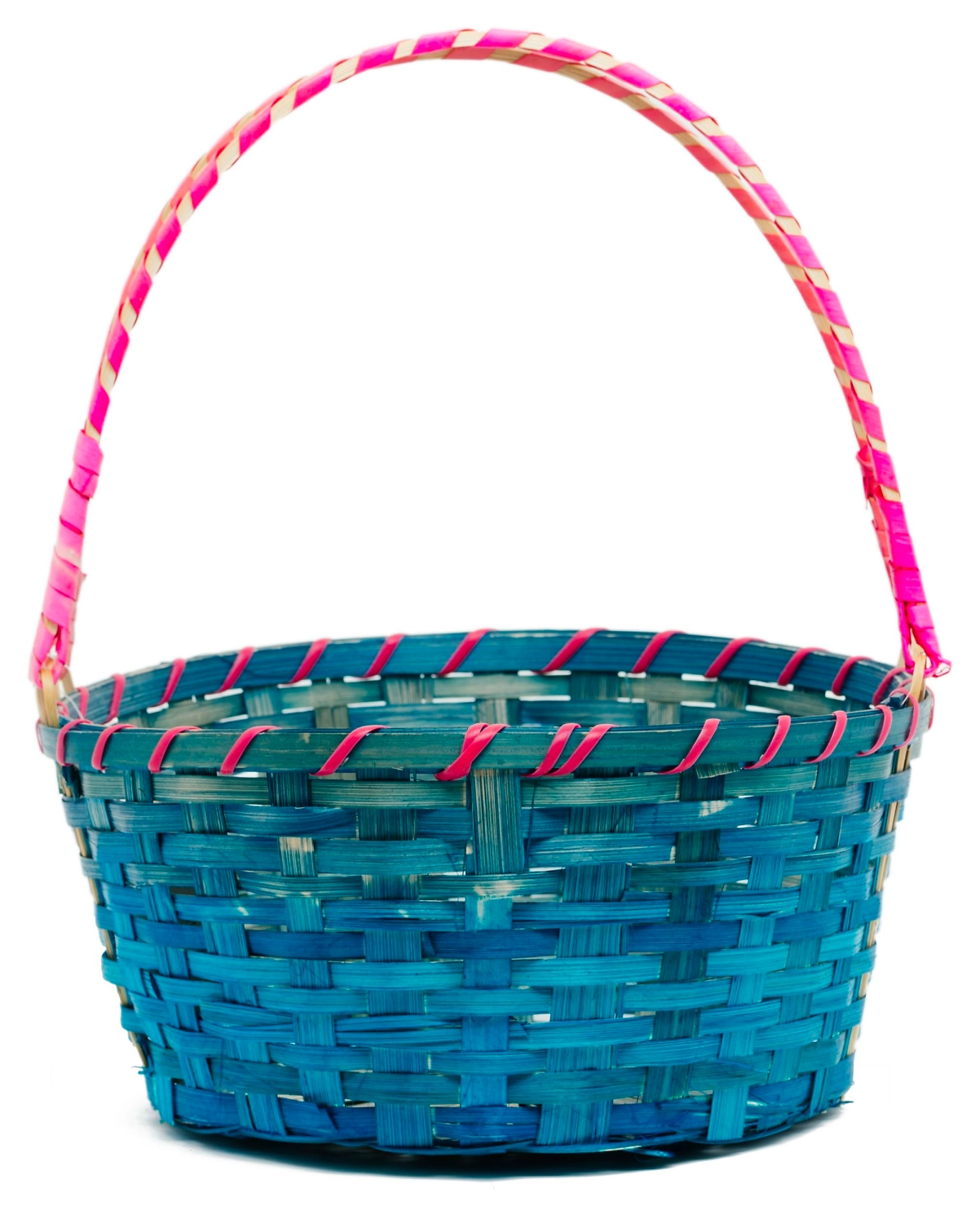 Корзина бамбук с ручкой голубая D23 H25