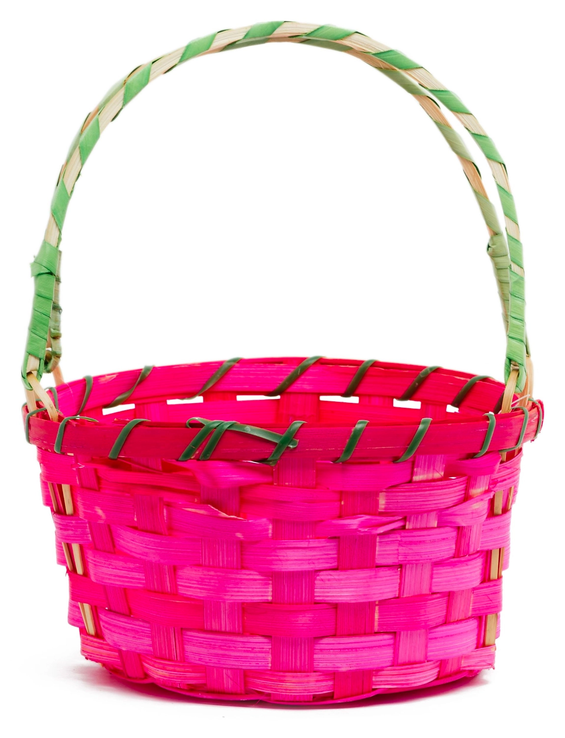 Корзина бамбук с ручкой розовая D18 H20