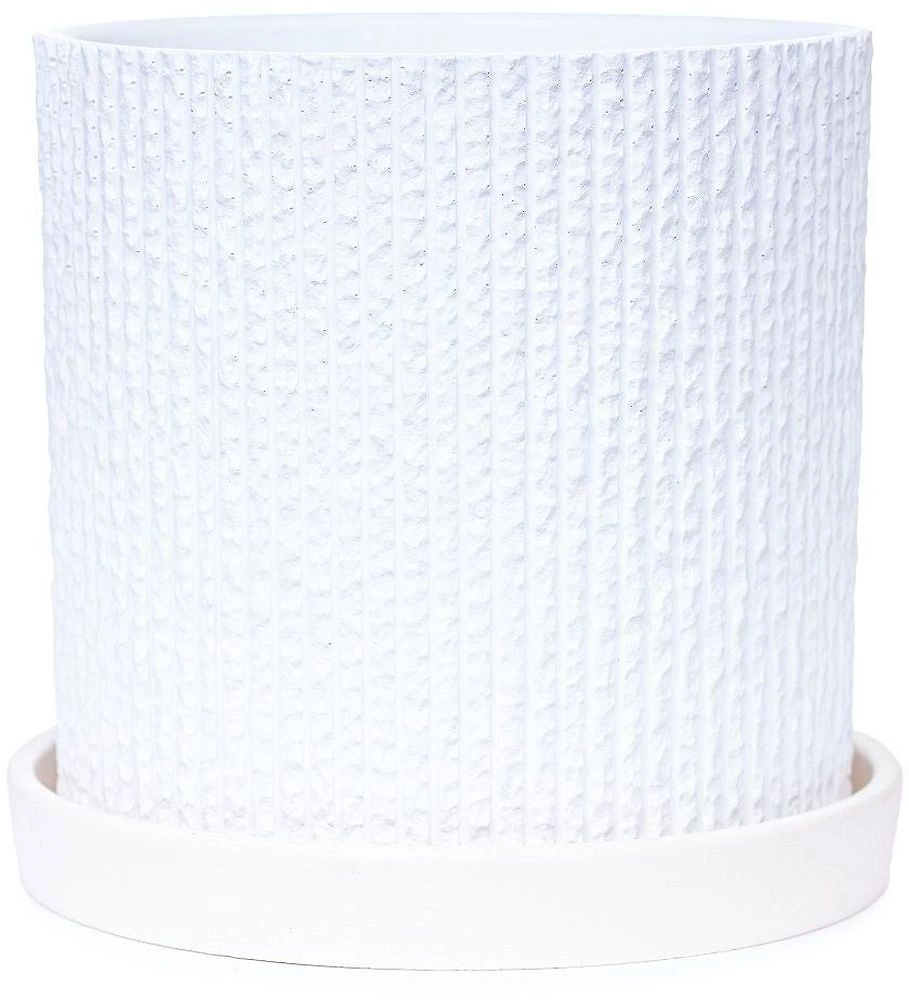 Горшок бетонный вельвет белый D15 c2