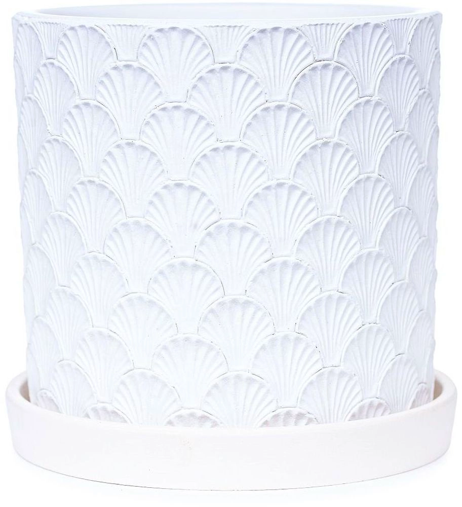 Горшок бетонный ракушка белый D15 c2