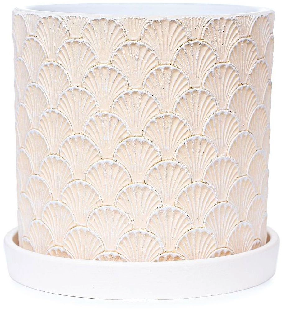 Горшок бетонный ракушка бежевый D15 c2