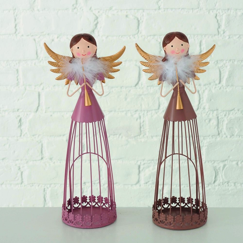 Статуэтки декоративные ангелы розовые 32x9x14 см