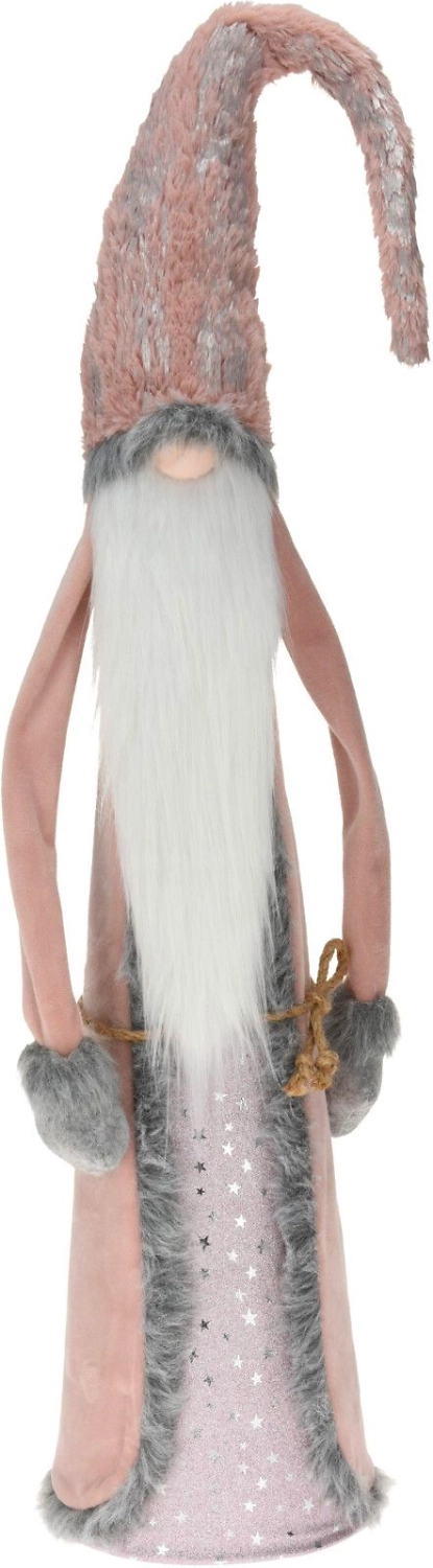 Статуэтка гном с бородой розово-серый 100 см