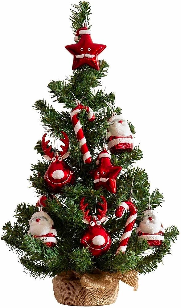 Искусственная ель мини наряженная зеленый/красный 60 см