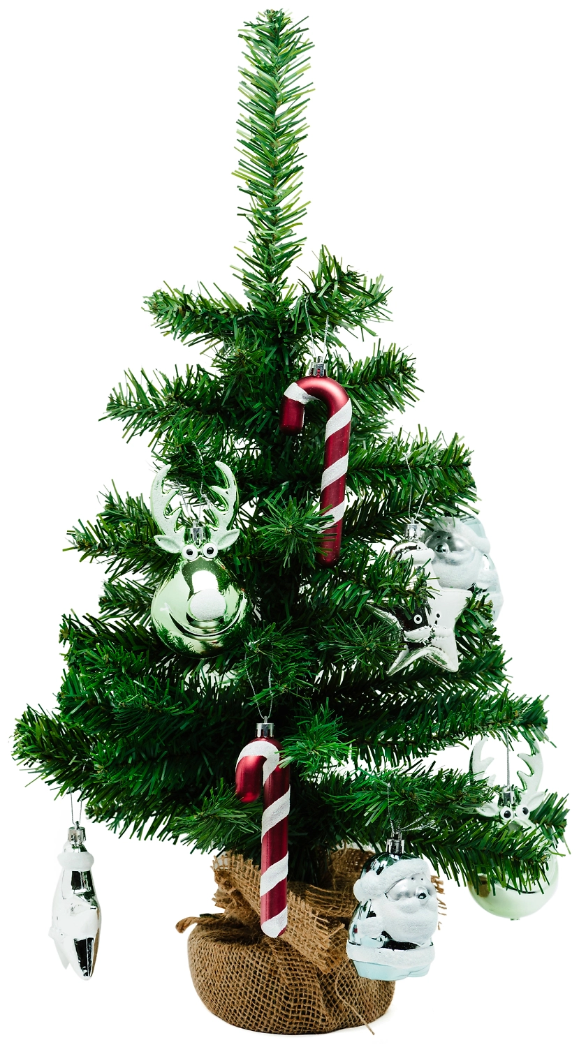 Искусственная ель мини наряженная зеленый/мультиколор 60 см