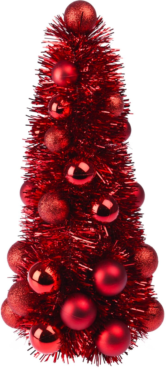 Искусственная ель с шарами пластик красный 15х33 см