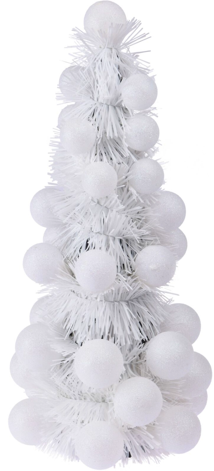 Искусственная ель с шарами пластик белый 15х33 см