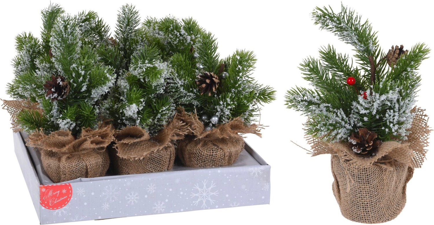 Искусственная ель в горшке пластик зеленый 27 см