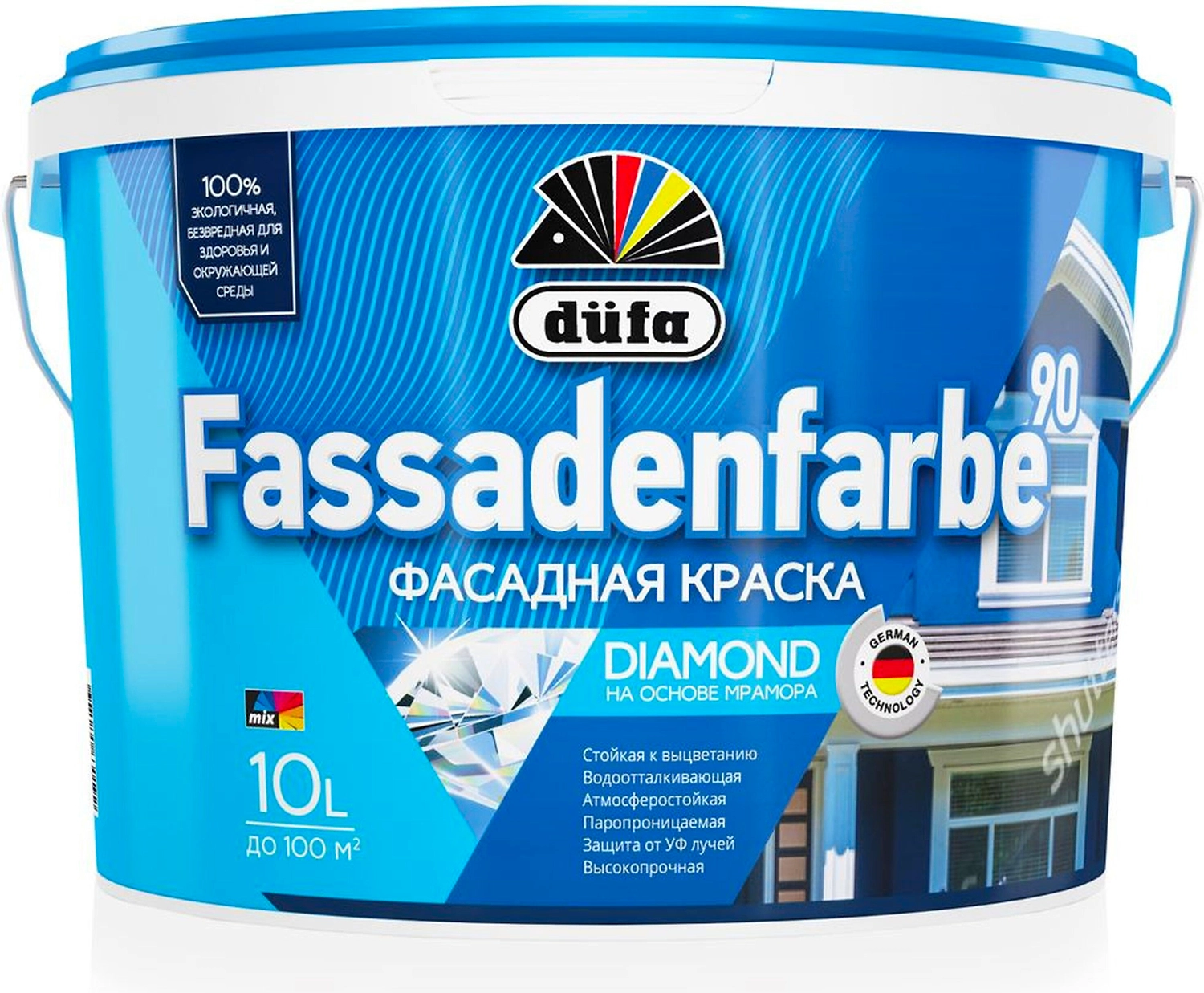 Краска фасадная dufa FASSADENFARBE RD90 матовая защитная база 1 10 л