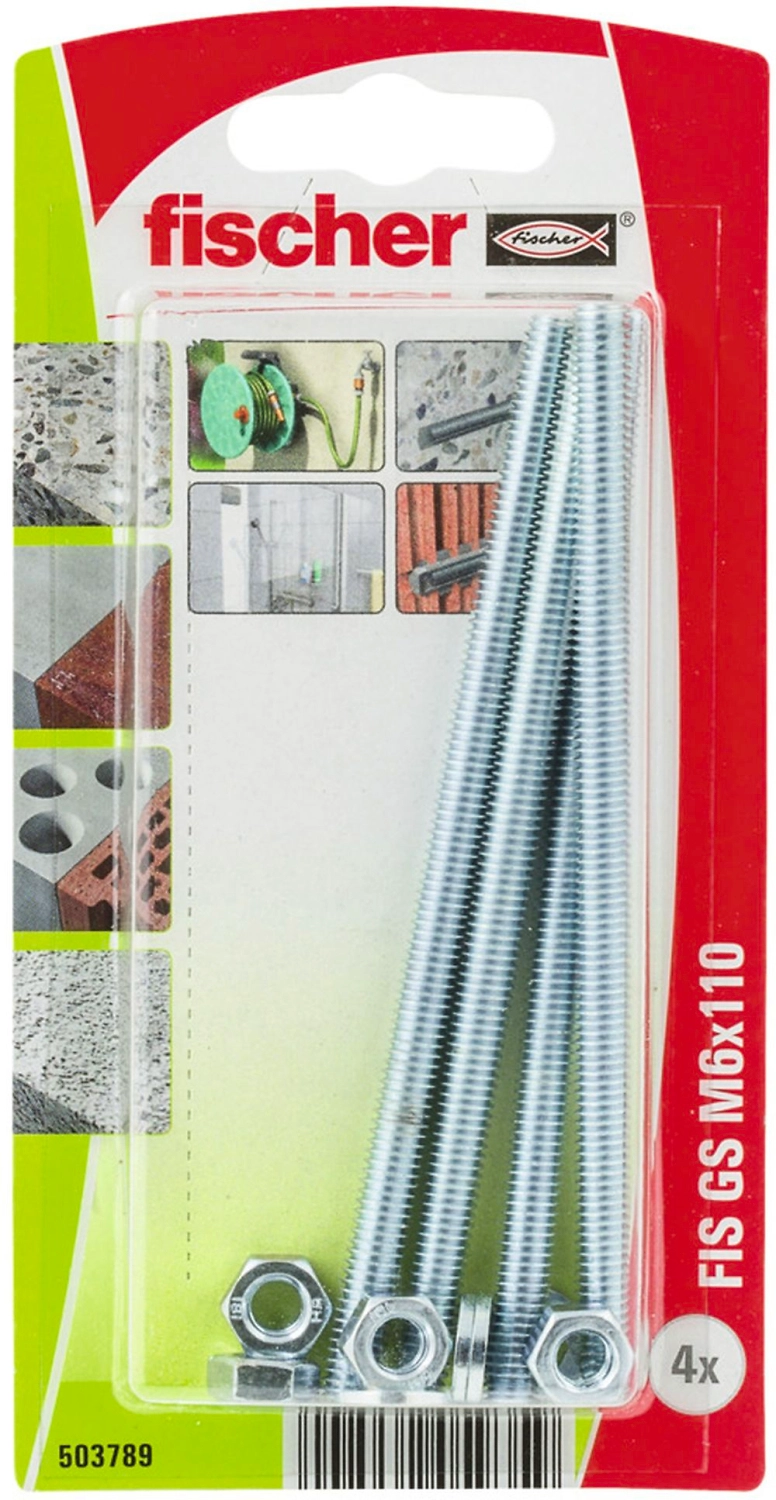 Шпилька резьбовая Fischer M6x110 мм 4 шт