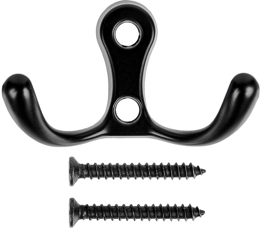 Мебельный крючок KERRON Hooks KR 0010 BL двухрожковый, матовый черный