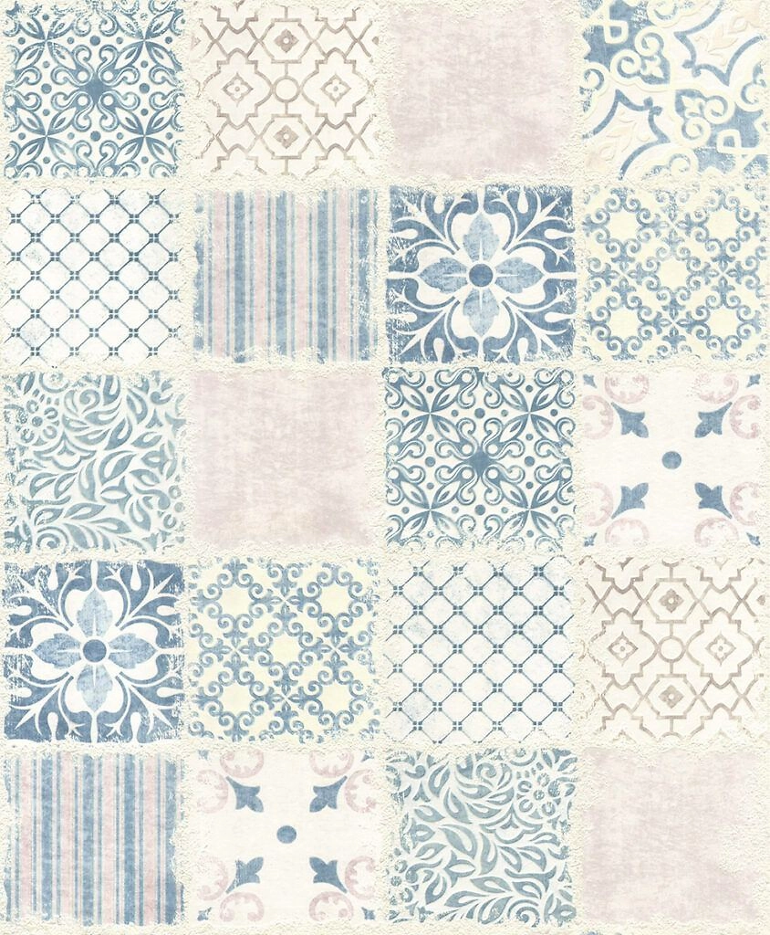 Виниловые обои Гомельобои Майолика 81 голубые 0,53х10,05 м