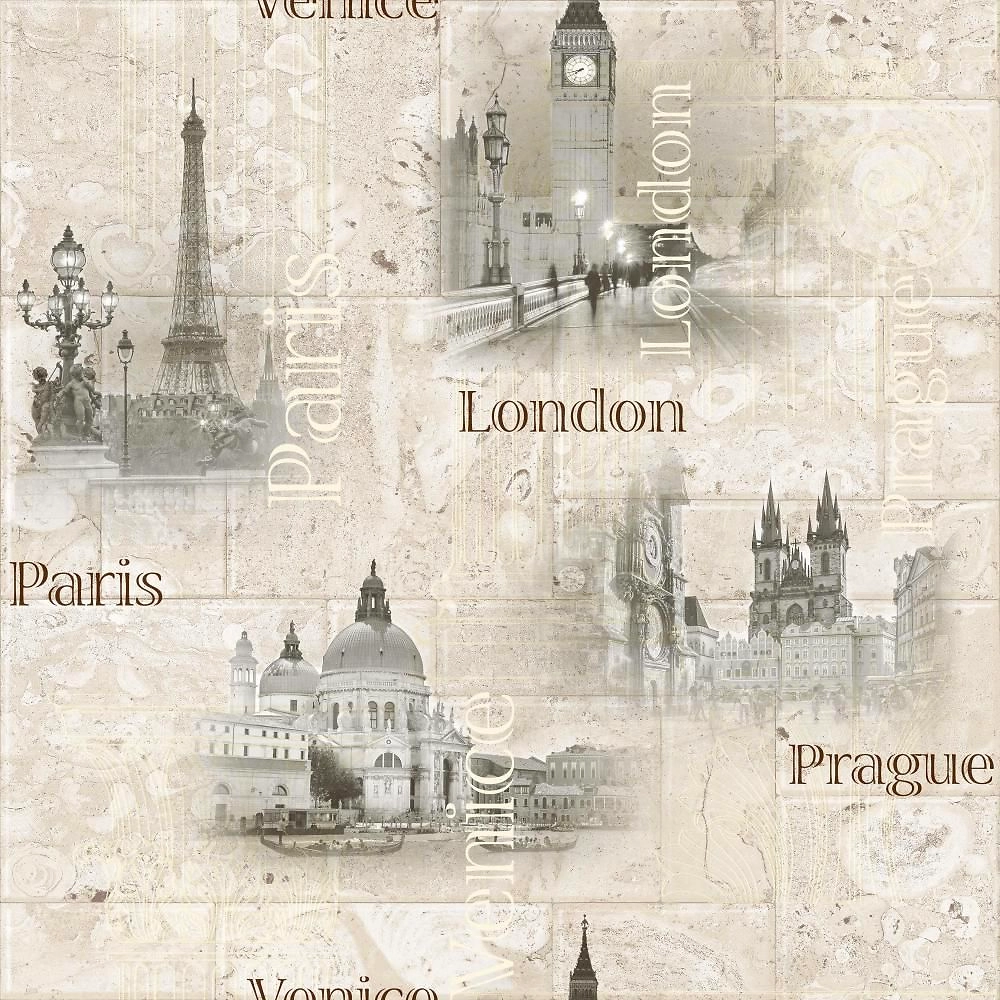 Бумажные обои Саратовские обои Liberty ЕвроСити С6-723Д-05 бежевые 0,53х10,05 м