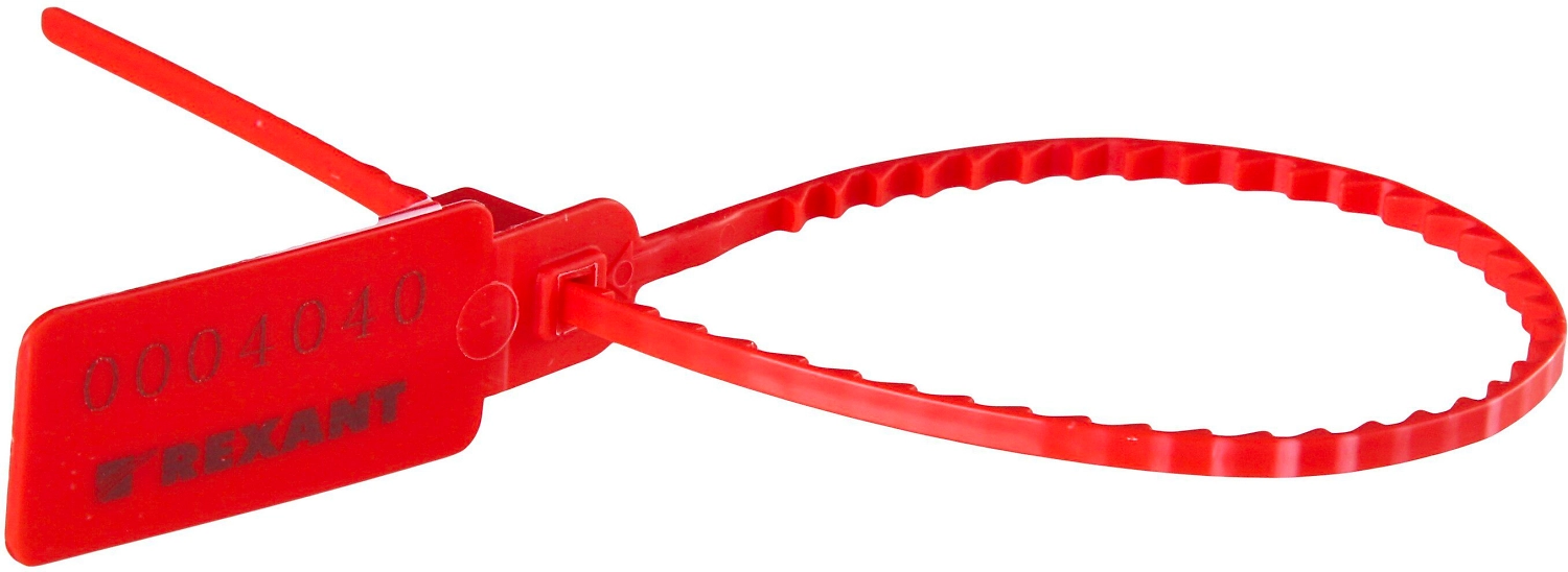 Пломба REXANT пластиковая номерная 255 мм красная 50 шт