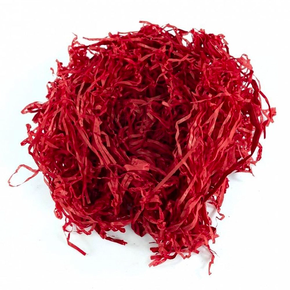 Наполнитель бумажный для подарков "стружка" красная 10х10 см