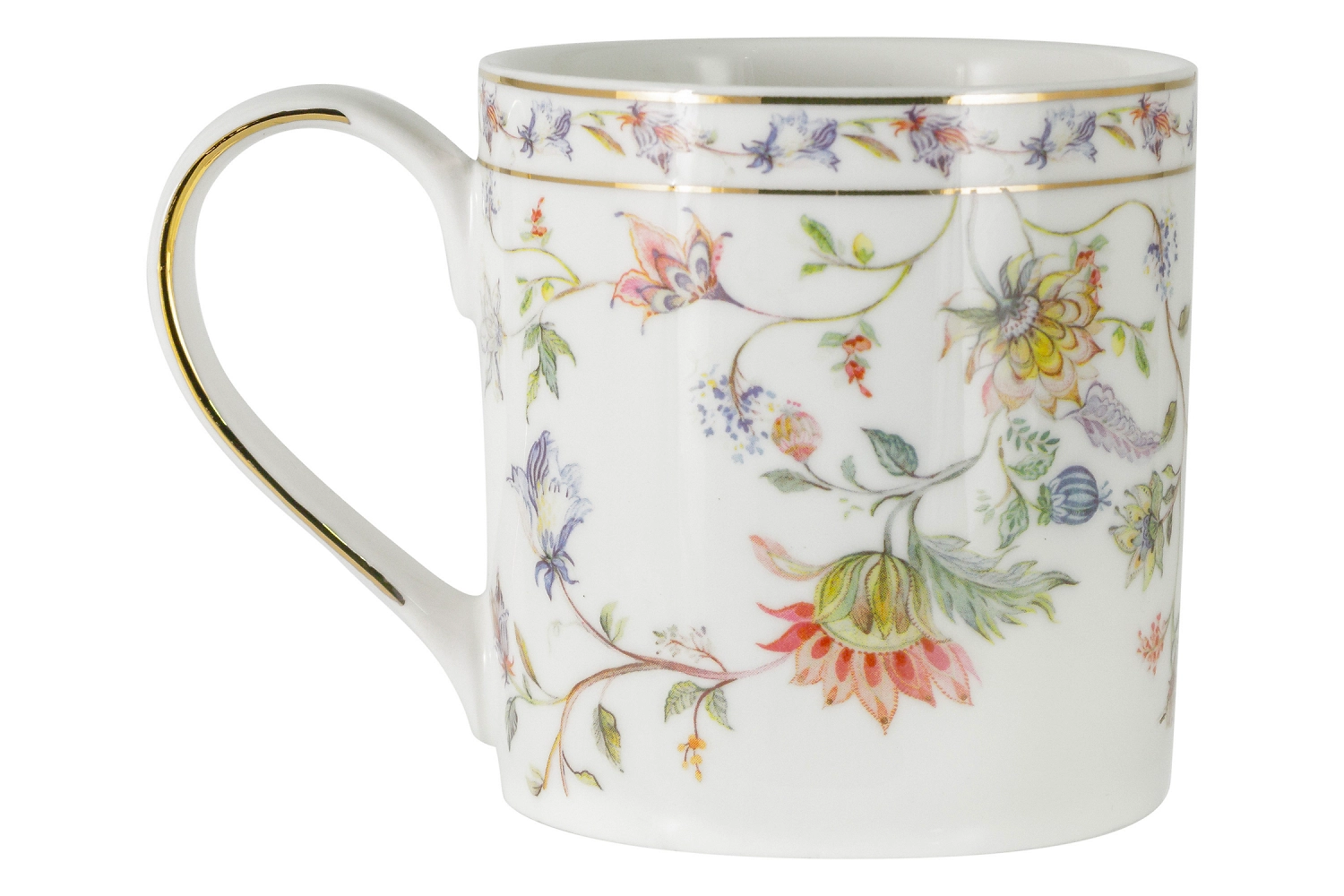 Кружка фарфоровая флора белая 350 мл 13х9 см