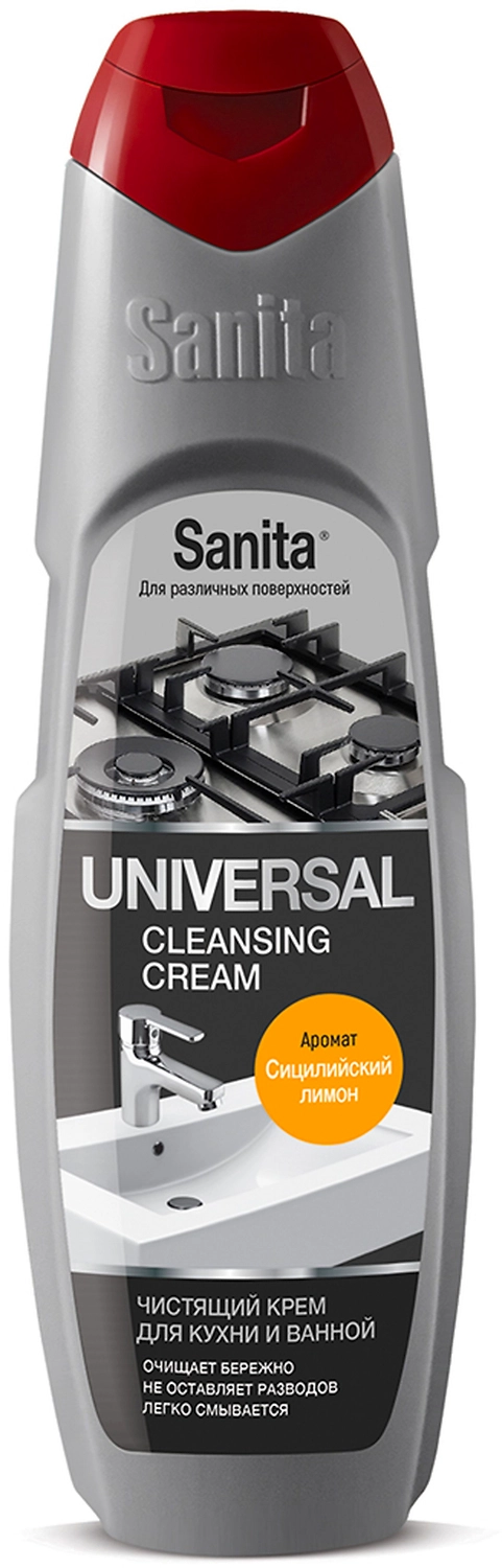 Крем Sanita Сила Лимона для кухонных поврехностей и ванной комнаты 600 гр