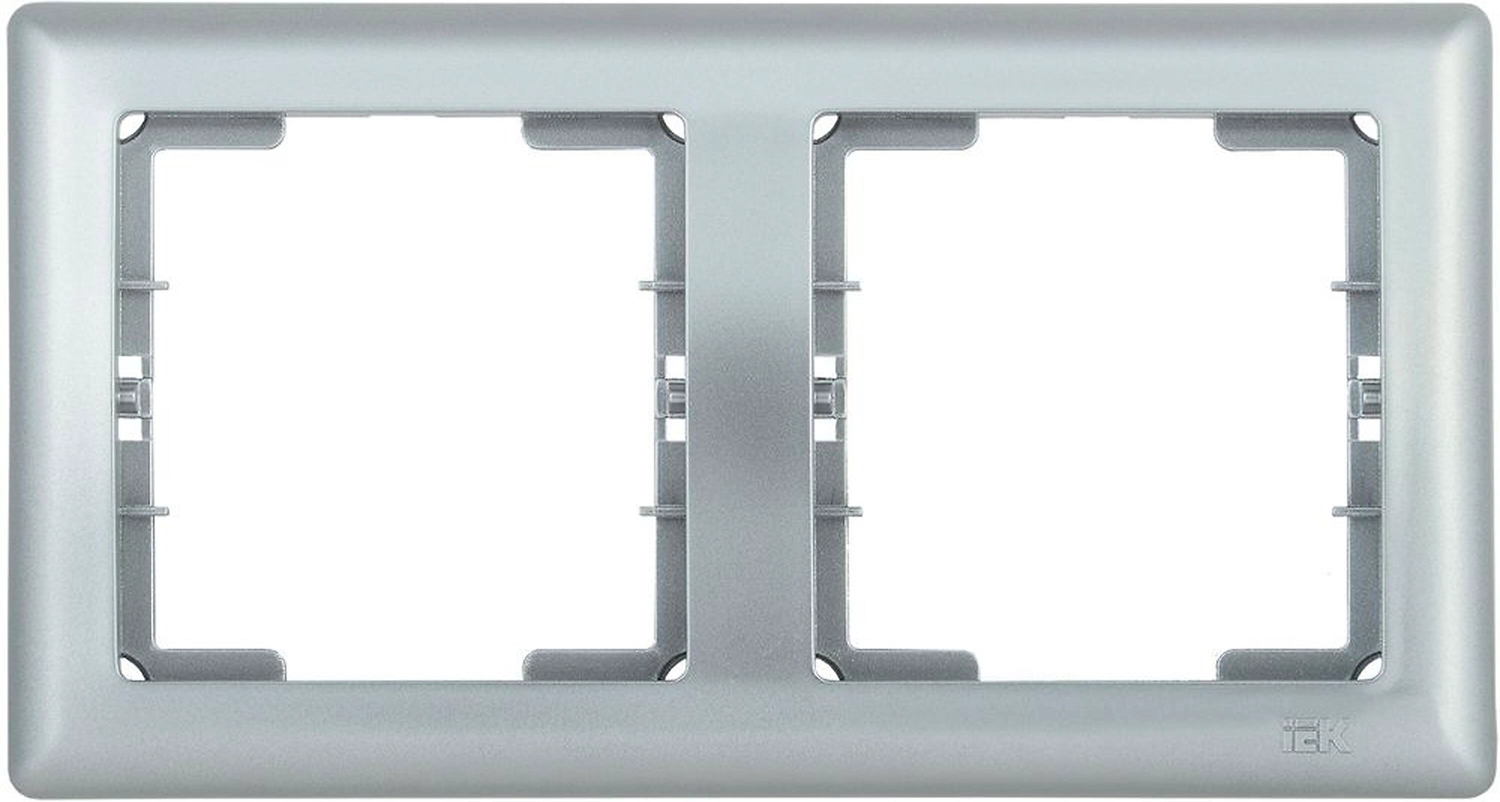 Рамка IEK BOLERO РГ-2-БС 2 поста серебряный