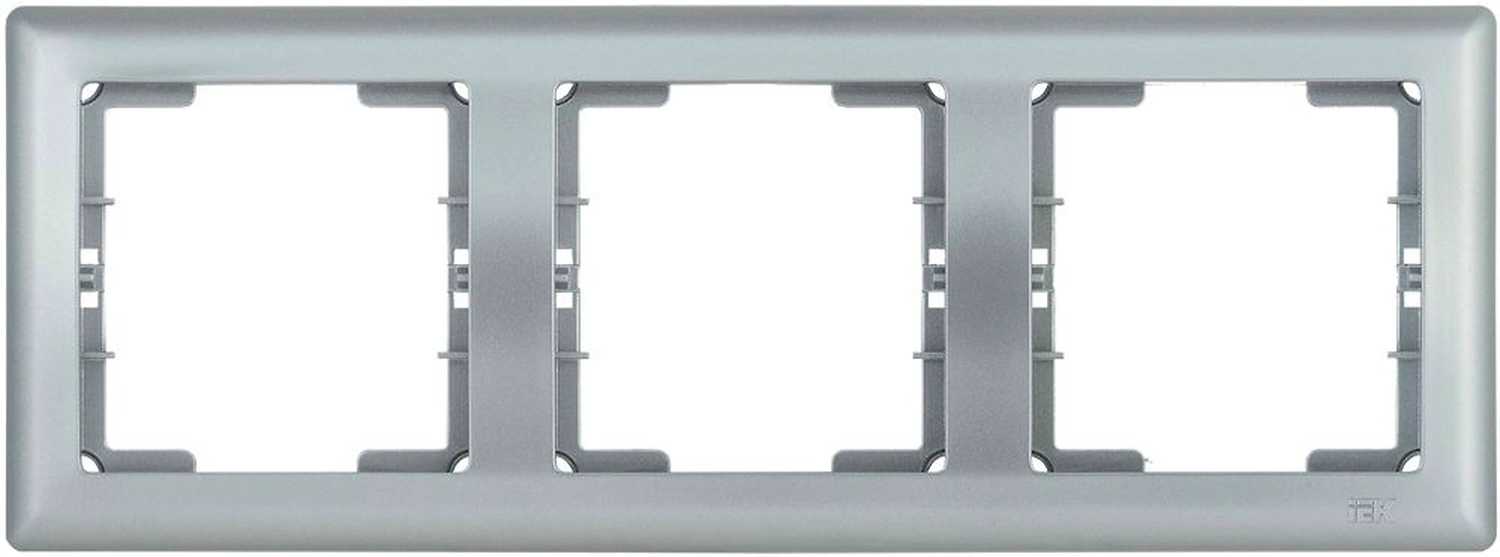 Рамка IEK BOLERO РГ-3-БС 3 поста серебряный