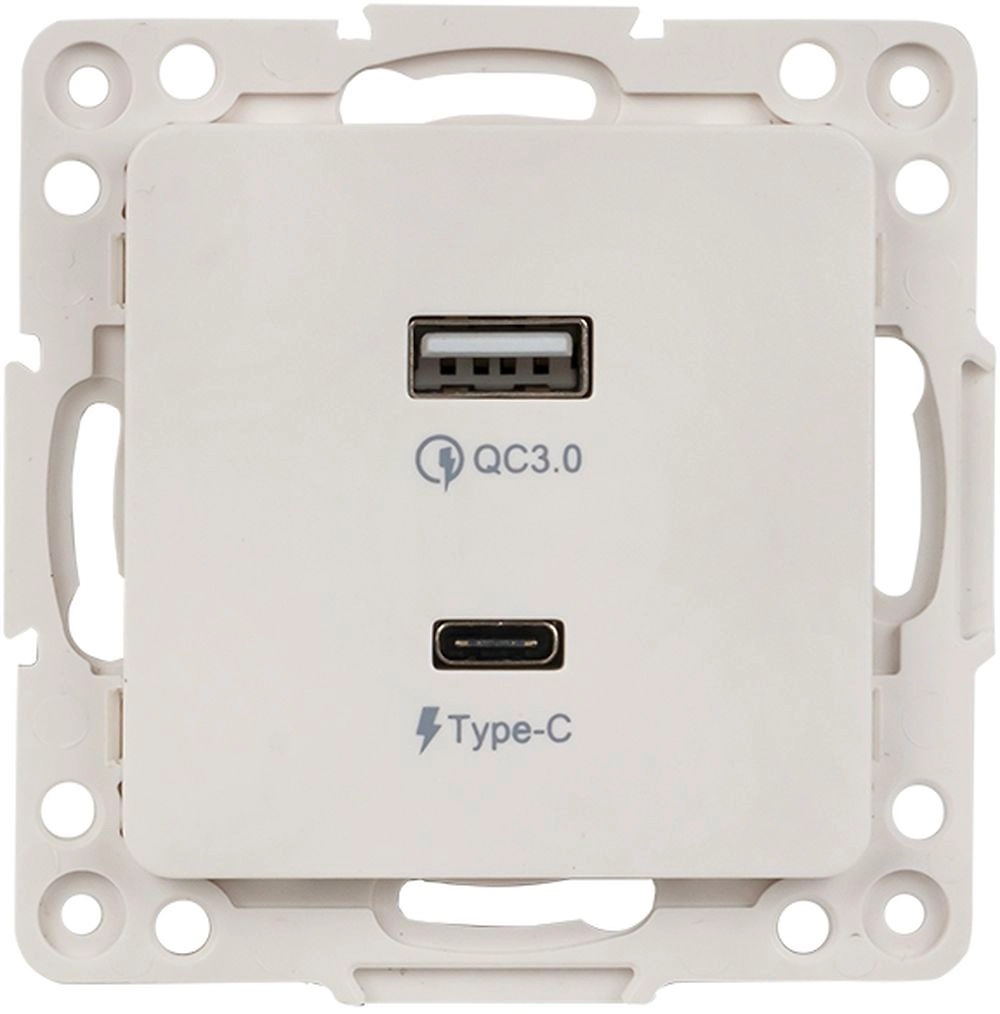 Розетка EKF Стокгольм с 2USB type-A + type-C белый