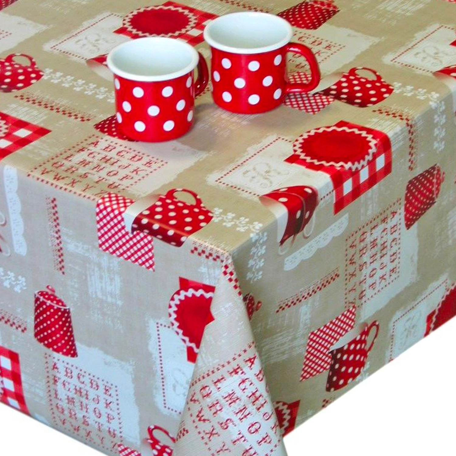 Клеенка Borsa Camelia Чашки красная ПВХ 140x145 см