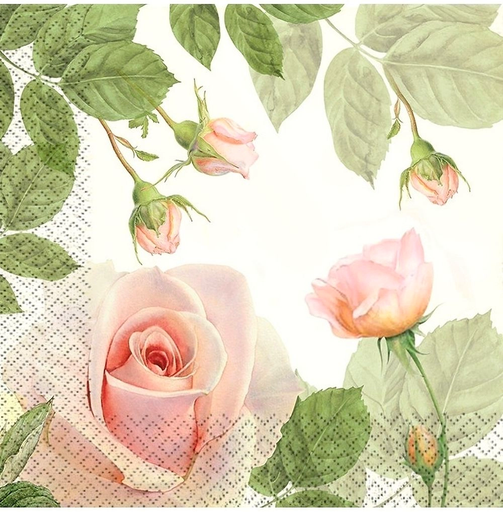 Салфетки бумажные утреняя роза 3 слоя 33х33 см