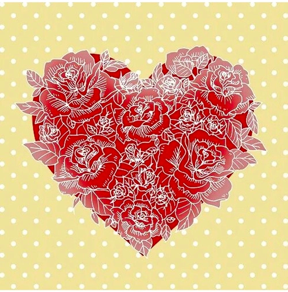 Салфетки бумажные сердце 3 слоя 33х33 см
