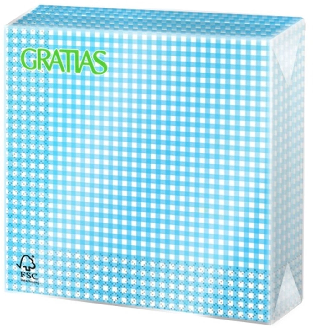 Салфетки бумажные клетка голубые 3 слоя 33х33 см