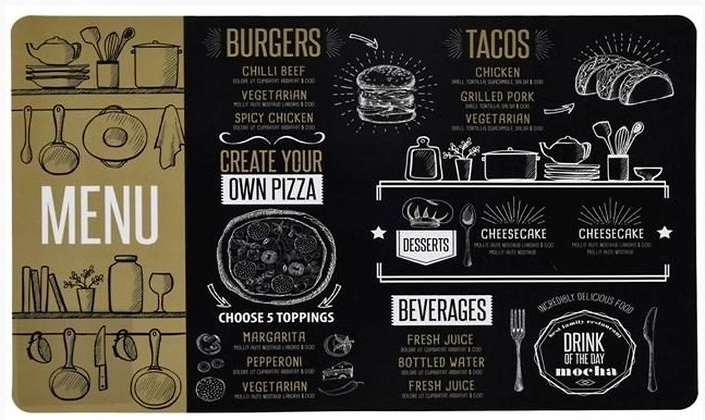 Салфетка индивидуальная с принтом "Меню" 43,5х28,5 см RB-27209