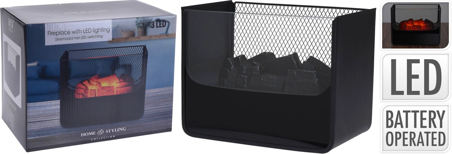 Декоративный камин LED черный 16x26x21 см