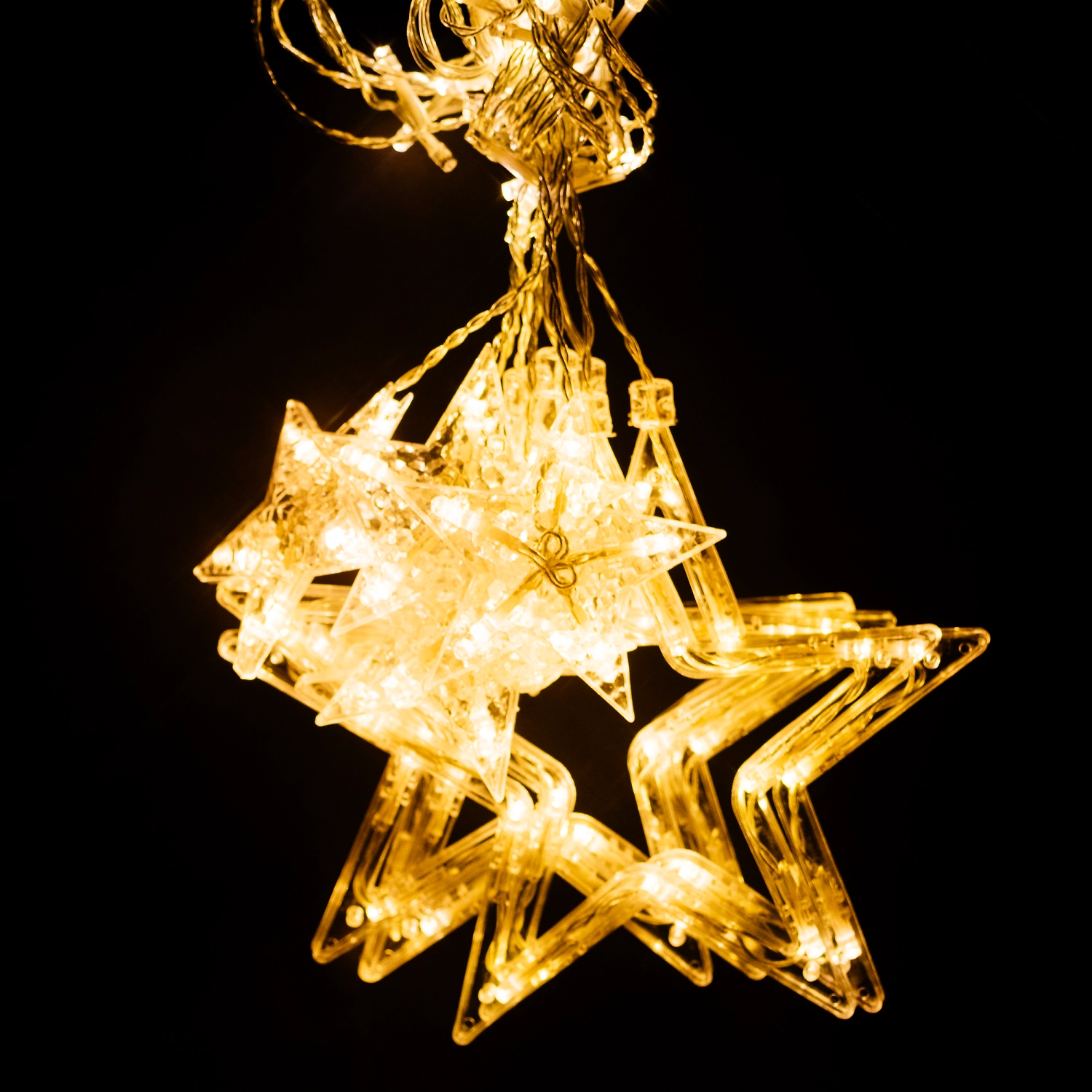 Гирлянда занавес со звездами 120 LED теплый белый 2 м