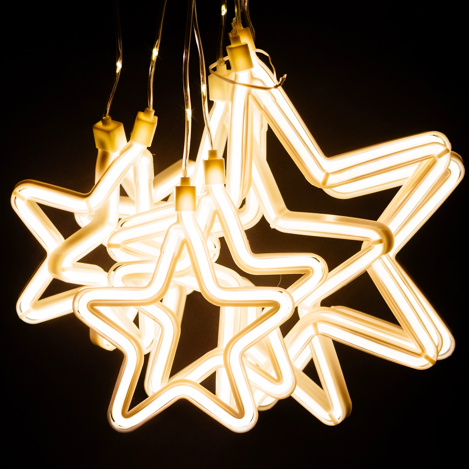 Гирлянда занавес со звездами 8 шт теплый белый 2x1 м