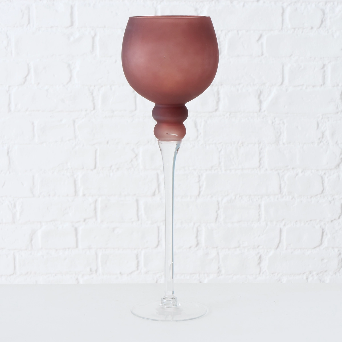 Подсвечник стеклянный Manou розовый 35 см