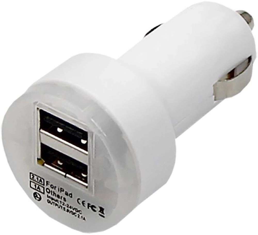 Зарядное устройство автомобильное REXANT 2хUSB с индикацией 1000+2100 mA белый