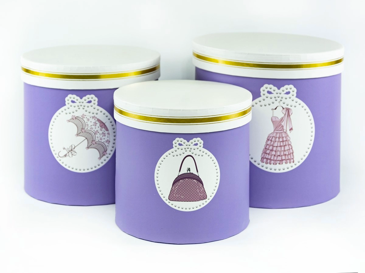 Коробка круглая сиреневый 13 см