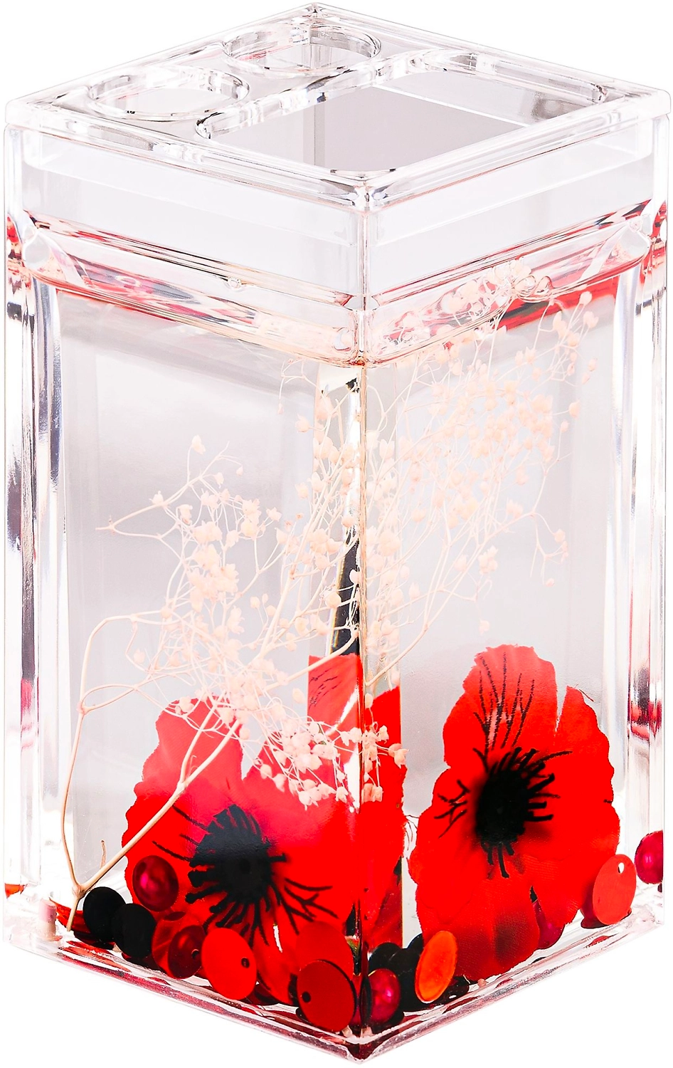 Стакан для зубных щеток с разделителем Verran Vermilion прозрачный