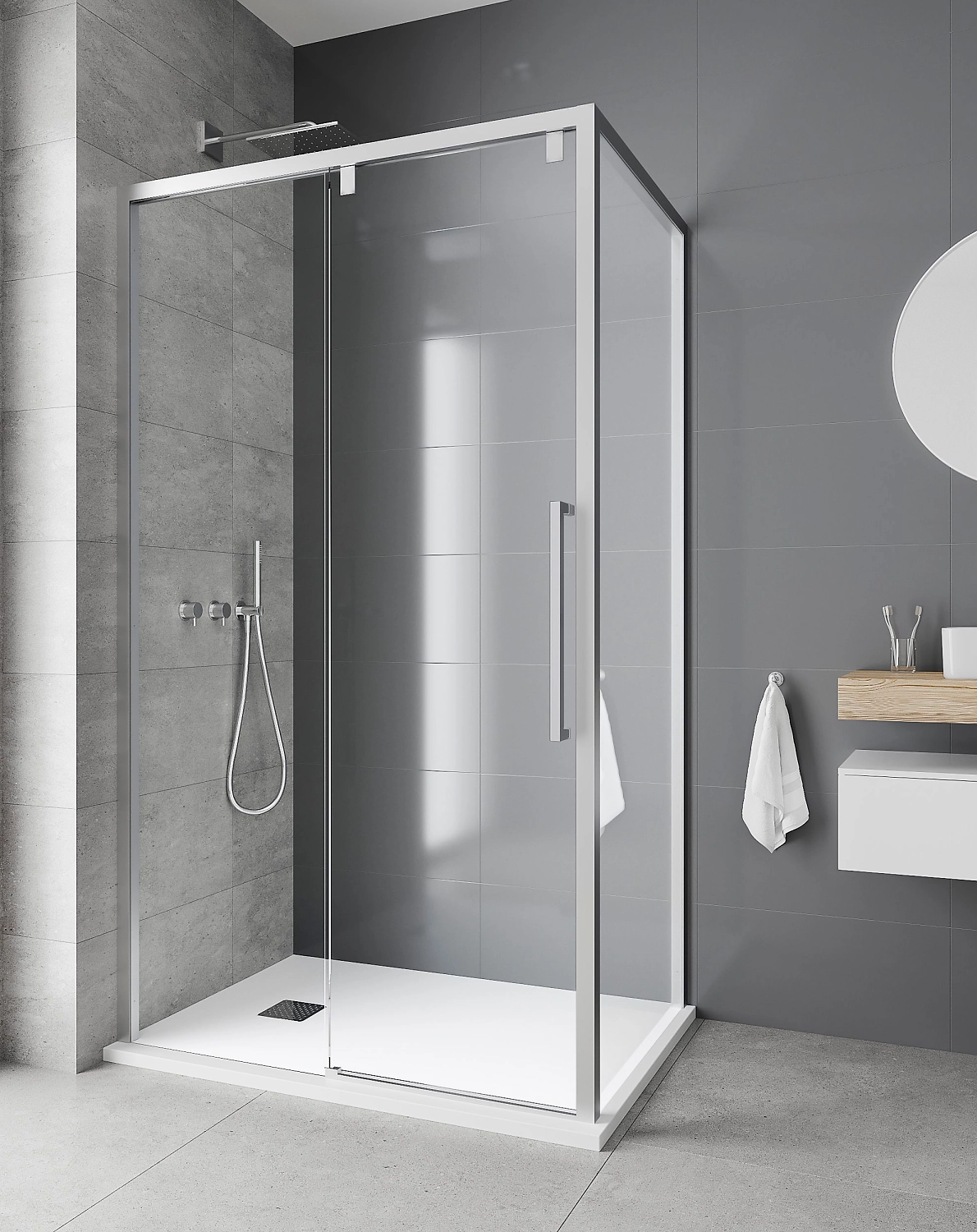 Душевое ограждение угловое правое SOLO 120х80х195 см в профиле хром