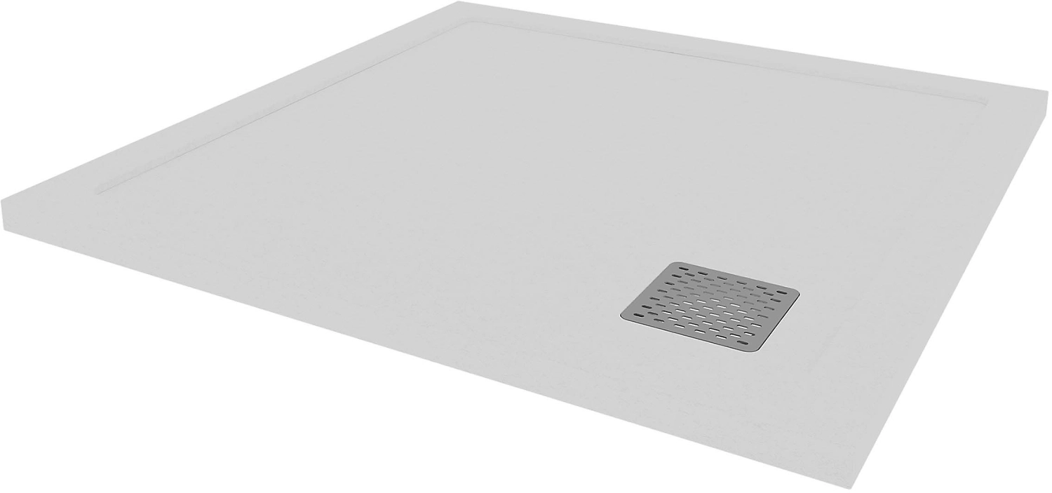 Душевой поддон AQUARIUS белый с бортиком из литьевого мрамора 90х90 см