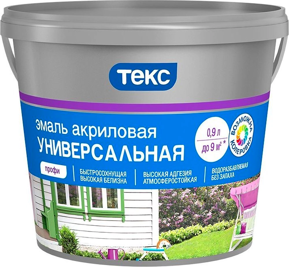 Эмаль ТЕКС Универсальная акриловая ПРОФИ белая матовая 0,9 л