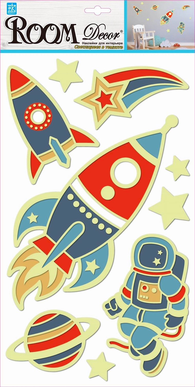 Наклейка декоративная Room Decor 8202 RKA светящиеся космос 24x41 см