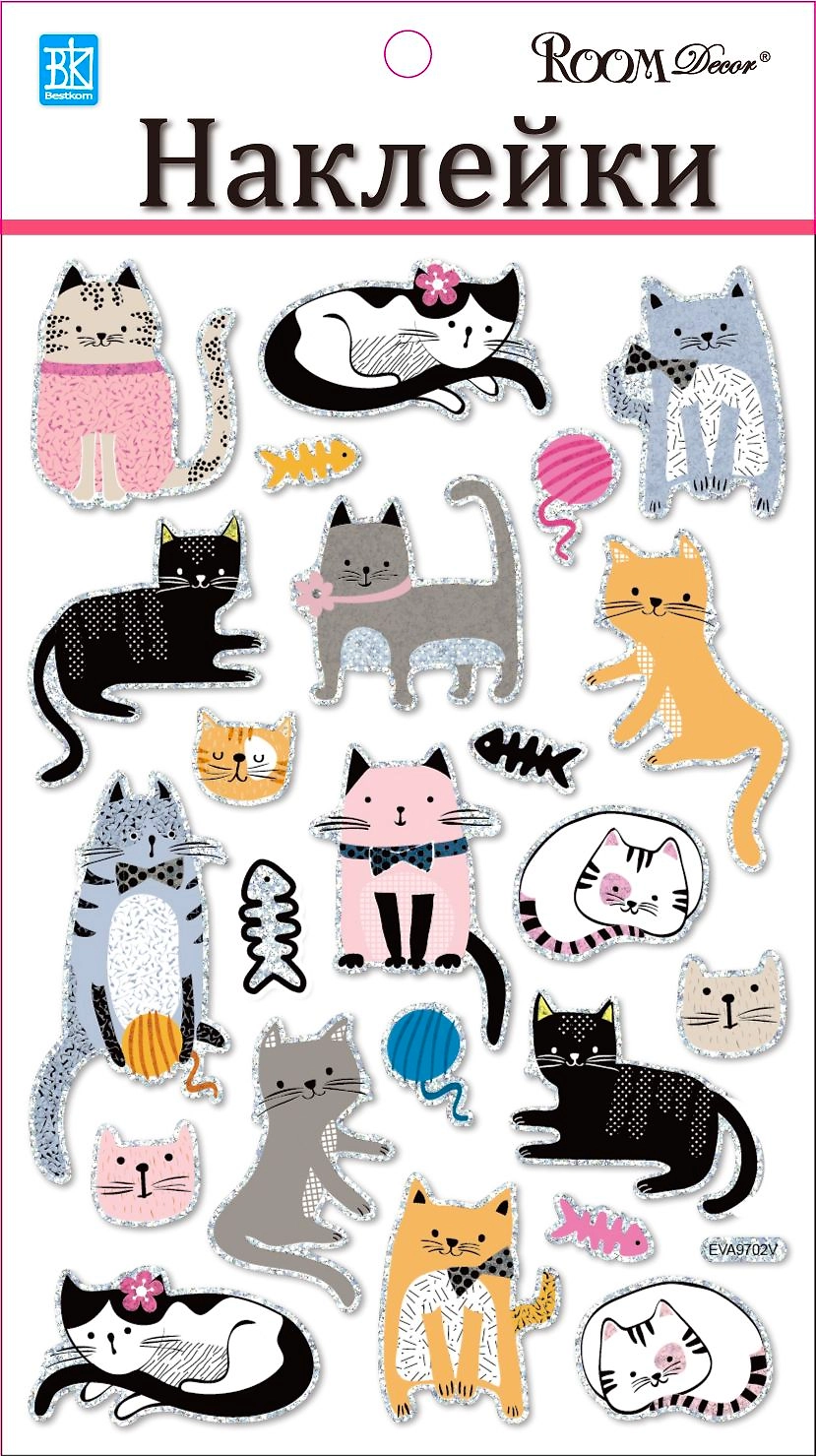 Наклейка декоративная Room Decor 9702 EVA кошки мини 14x25 см
