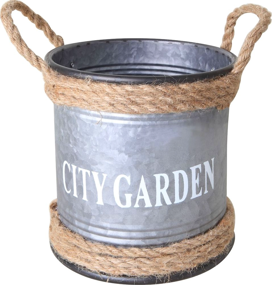 Горшок металл светло серый D15 H16