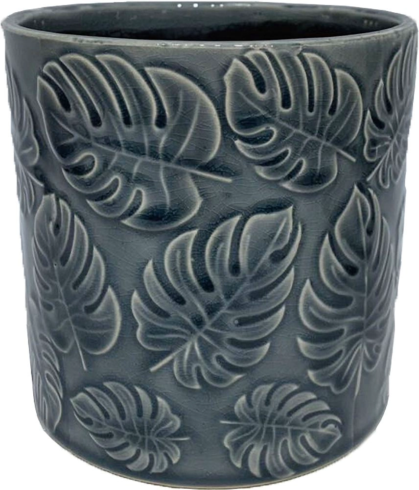 Горшок керамика "Глазурь" серый D13 H13