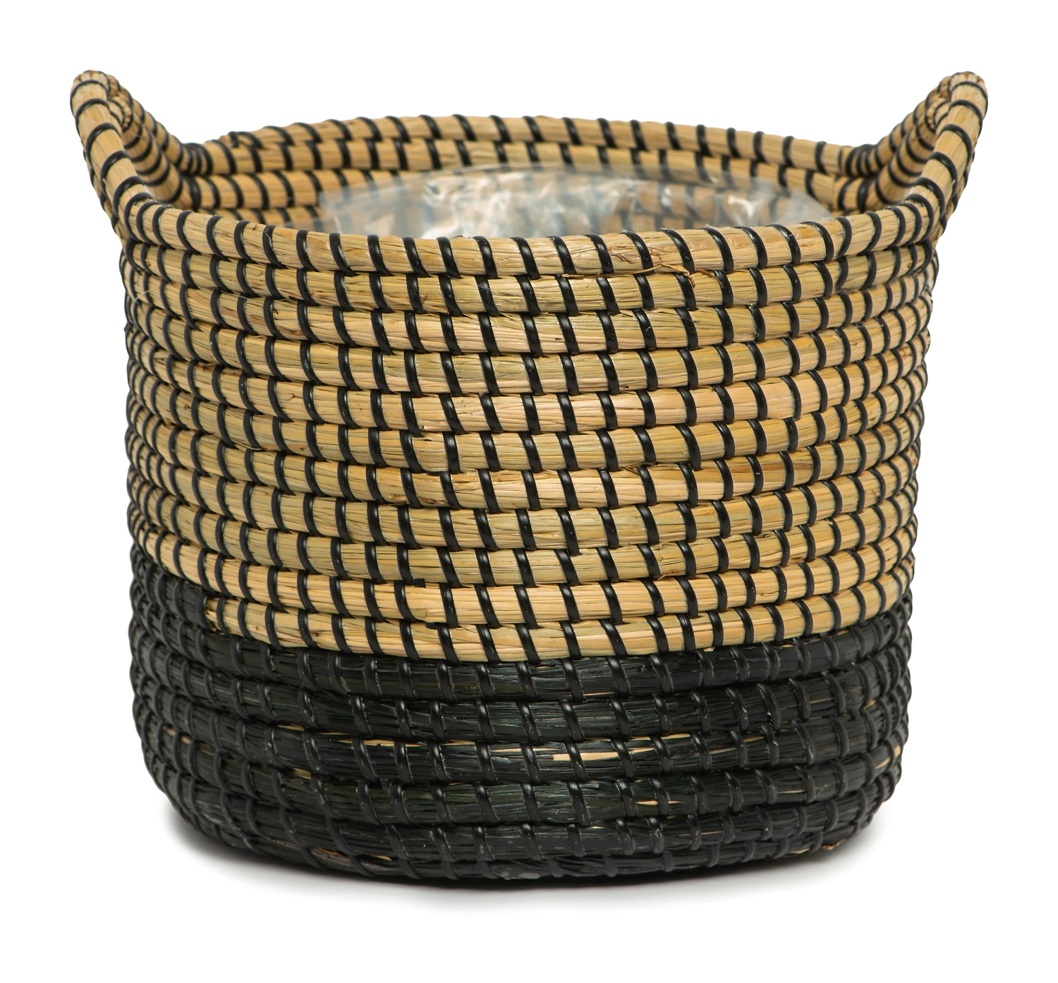 Кашпо плетеное d25 h22 см с ручками черное