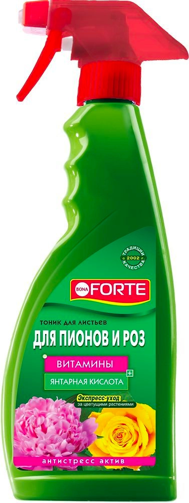 Удобрение спрей BONA FORTE для роз, пионов и цветущих растений 500 мл