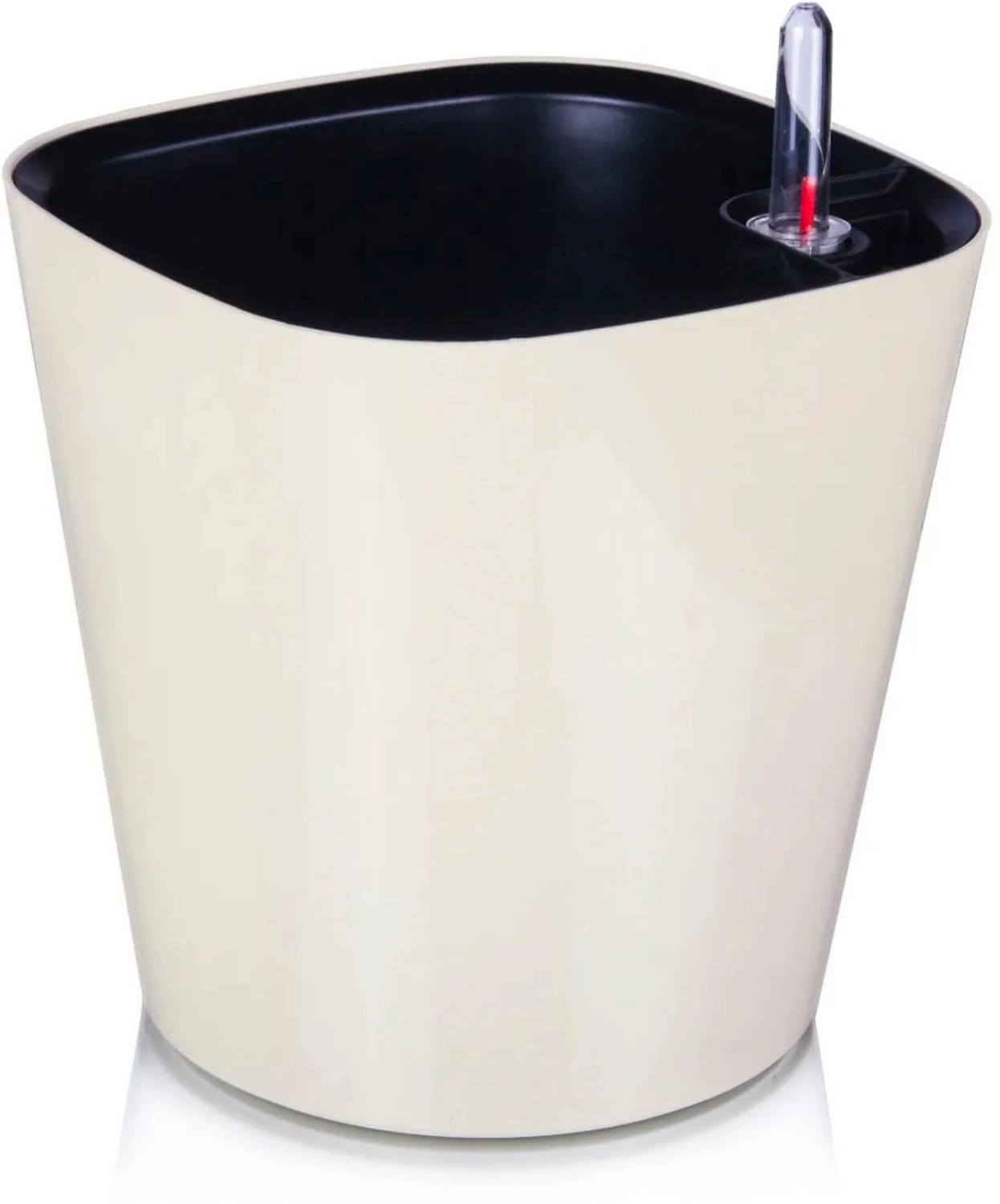 Горшок пластиковый квадратный автополив кремовый D21 H19