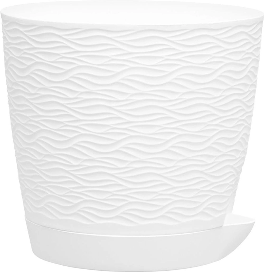 Кашпо с поддоном БЛЮЗ белый D14 H13